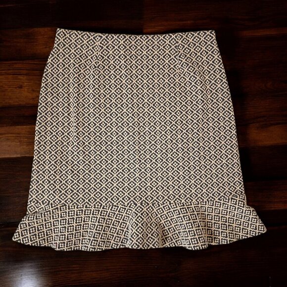 LOFT Tile Jacquard Flounce Skirt Forever Navy Flutter - Picture 1 of 8